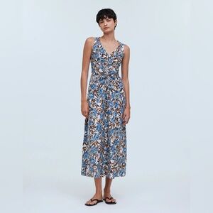 Madewell Sleeveless V-Neck Midi Dress in Floral
